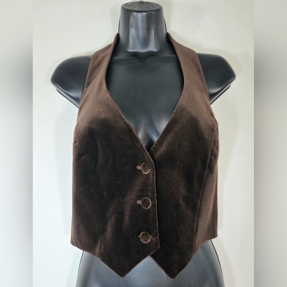 VINTAGE GUESS HALTER VELVET TOP. - Picture 1 of 5